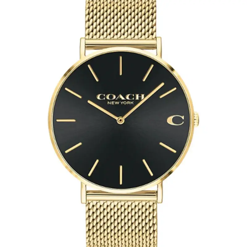 Coach Men’s Quartz Gold Stainless Steel Black Dial 41mm Watch 14602440