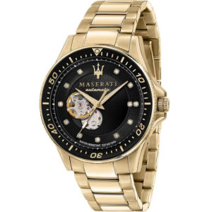 Maserati Men’s Automatic Gold Stainless Steel Black Dial 44mm Watch R8823140003