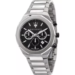 Maserati Men’s Chronograph Quartz Silver Stainless Steel Black Dial 45mm Watch R8873642004
