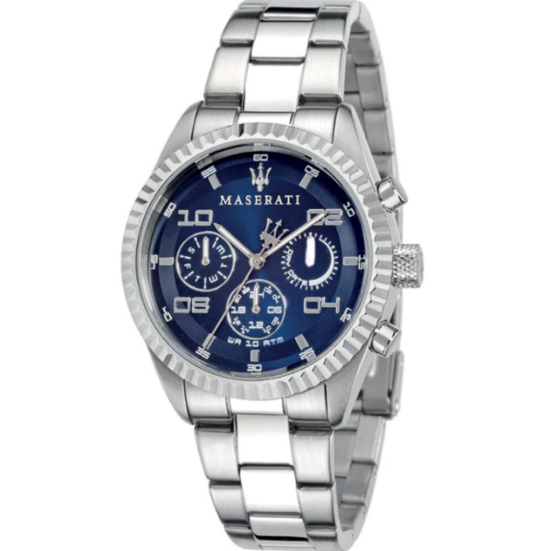 Maserati Men’s Chronograph Quartz Silver Stainless Steel Blue Dial 40mm Watch R8853100011
