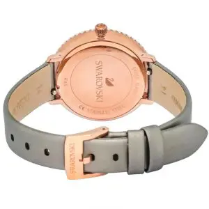 Alternative view of SWAROVSKI Women’s Swiss Made Quartz Grey Leather Strap Grey Dial 34mm Watch 5484067