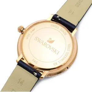Alternative view of SWAROVSKI Women’s Swiss Made Quartz Blue Leather Strap Blue Dial 34mm Watch 5484061