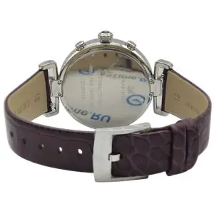 Alternative view of SWAROVSKI Women’s Swiss Made Quartz Purple Leather Strap Silver Sunray Dial 38mm Watch 5296835