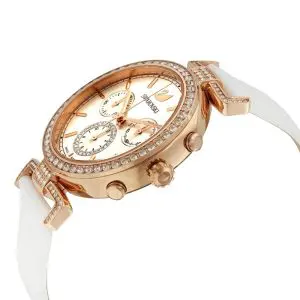 Alternative view of SWAROVSKI Women’s Swiss Made Quartz White Leather Strap Mother of Pearl Dial 38mm Watch 5295369