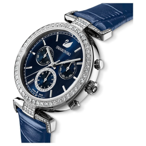 Alternative view of SWAROVSKI Women’s Swiss Made Quartz Blue Leather Strap Blue Dial 38mm Watch 5479239