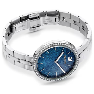Alternative view of SWAROVSKI Women’s Swiss Made Quartz Silver Stainless Steel Blue Glitter Dial 32mm Watch 5517790