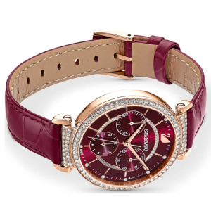 Alternative view of SWAROVSKI Women’s Swiss Made Quartz Red Leather Strap Red Dial 36mm Watch 5580345