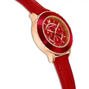 Alternative view of SWAROVSKI Women’s Swiss Made Quartz Red Leather Strap Red Dial 36mm Watch 5646975
