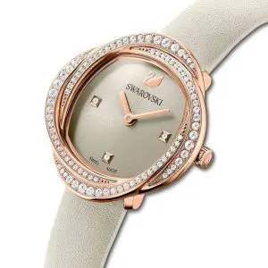 Alternative view of SWAROVSKI Women’s Swiss Made Quartz Grey Leather Strap Grey Dial 30mm Watch 5552424