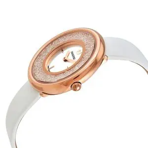 Alternative view of SWAROVSKI Women’s Swiss Made Quartz White Leather Strap White Dial 34mm Watch 5376083