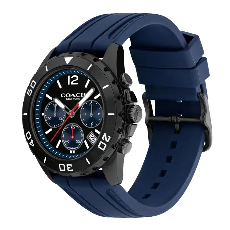 Coach Men’s Quartz Blue Silicone Strap Black Dial 44mm Watch 14602566 - Image 2