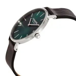 Alternative view of Coach Men’s Quartz Black Leather Strap Green Dial 41mm Watch 14602436