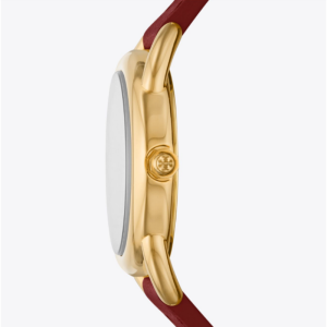 Alternative view of Tory Burch Women’s Quartz Maroon Leather Strap Ivory Dial 32mm Watch TBW7211