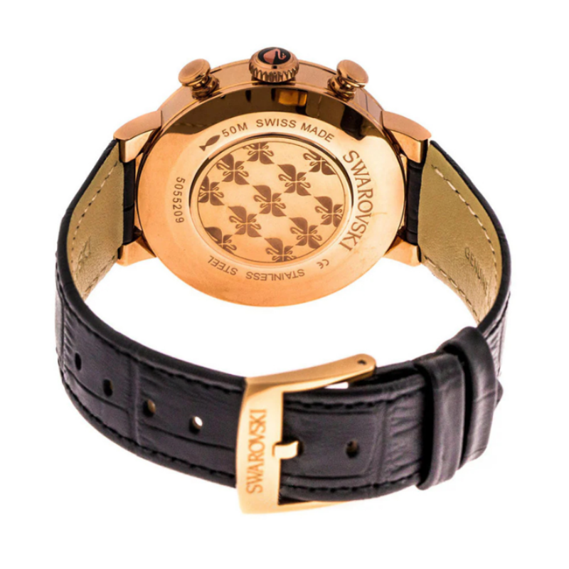 SWAROVSKI Women’s Swiss Made Quartz Black Leather Strap Black Dial 38mm Watch 5055209 - Image 2