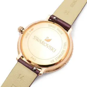 Alternative view of SWAROVSKI Women’s Swiss Made Quartz Burgundy Leather Strap Burgundy Dial 34mm Watch 5484064