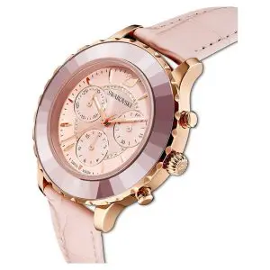 Alternative view of SWAROVSKI Women’s Swiss Made Quartz Pink Leather Strap Pink Dial 39mm Watch 5452501