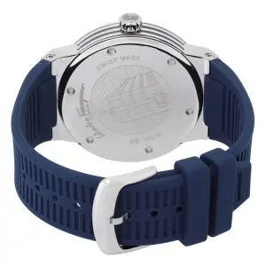 Ferragamo Men’s Swiss Made Quartz Blue Silicone Strap Blue Dial 44mm Watch SFHY01022