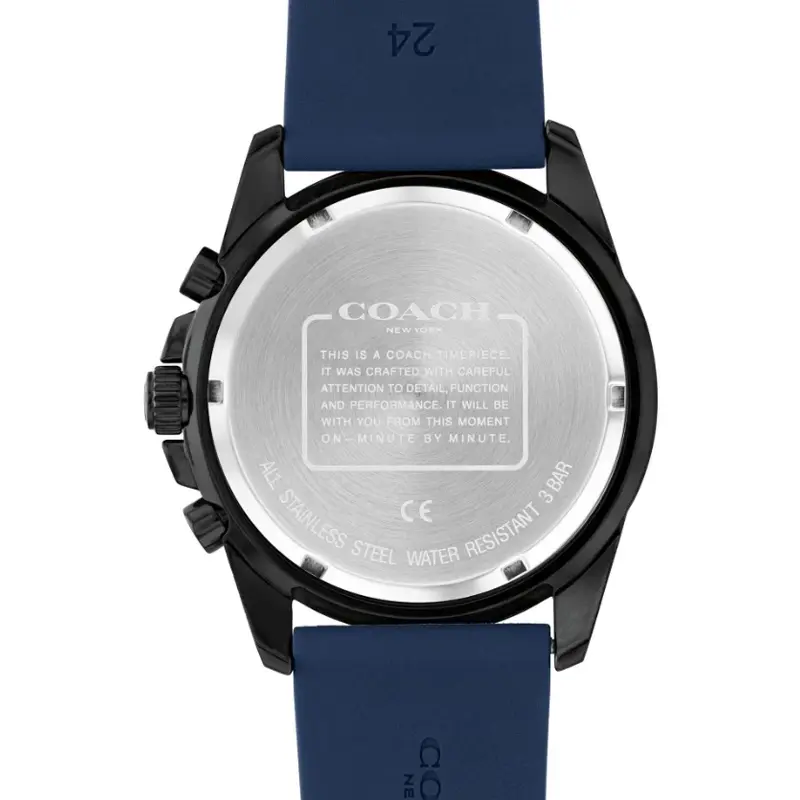 Coach Men’s Quartz Blue Silicone Strap Black Dial 44mm Watch 14602566 - Image 3