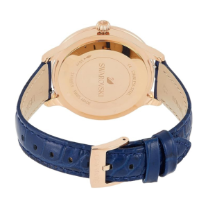 SWAROVSKI Women’s Swiss Made Quartz Blue Leather Strap Blue Dial 39mm Watch 5414413 - Image 3