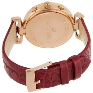 SWAROVSKI Women’s Swiss Made Quartz Red Leather Strap Red Dial 38mm Watch 5416701 - Image 3