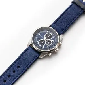 GRANDEUR PLUS Japan Chronograph Men’s Quartz Leather Strap Blue Dial 51mm Watch GRP001E2 - Image 3