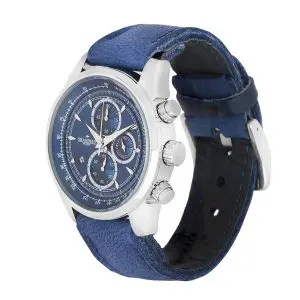 Alternative view of GRANDEUR PLUS Japan Chronograph Men’s Quartz Leather Strap Blue Dial 51mm Watch GRP001E2