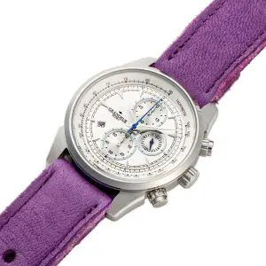 GRANDEUR PLUS Japan Chronograph Men’s Quartz Leather Strap White Dial 51mm Watch GRP001E5 - Image 3