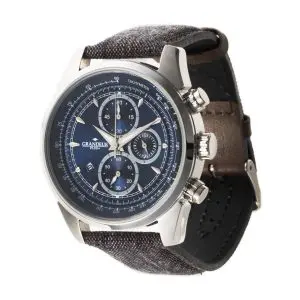 Alternative view of GRANDEUR PLUS Japan Chronograph Men’s Quartz Kakishibu Denim Strap Blue Dial 51mm Watch GRP001K2