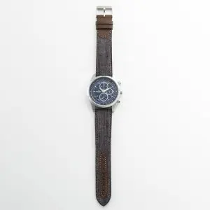 GRANDEUR PLUS Japan Chronograph Men’s Quartz Kakishibu Denim Strap Blue Dial 51mm Watch GRP001K2 - Image 4