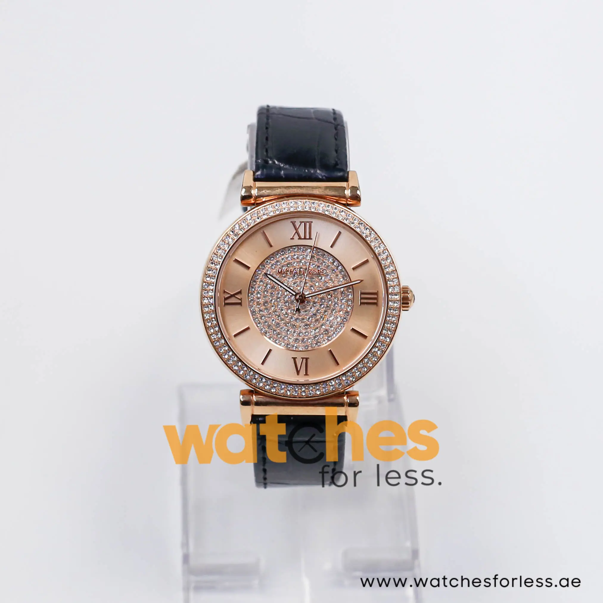 Michael Kors Women’s Quartz Black Leather Strap Rose Gold Dial 39mm Watch MK2376 (Shelf Leftover) - Image 2