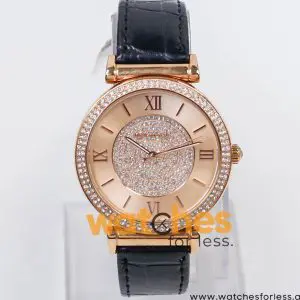 Michael Kors Women’s Quartz Black Leather Strap Rose Gold Dial 39mm Watch MK2376 (Shelf Leftover)