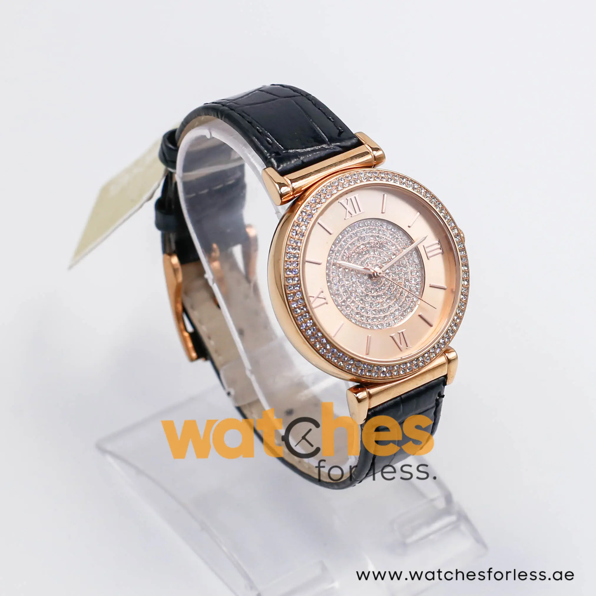 Michael Kors Women’s Quartz Black Leather Strap Rose Gold Dial 39mm Watch MK2376 (Shelf Leftover) - Image 7
