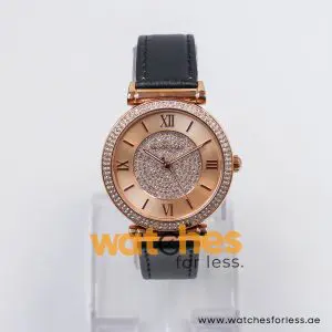 Michael Kors Women’s Quartz Black Leather Strap Rose Gold Dial 39mm Watch MK2376