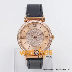 Michael Kors Women’s Quartz Black Leather Strap Rose Gold Dial 39mm Watch MK2376
