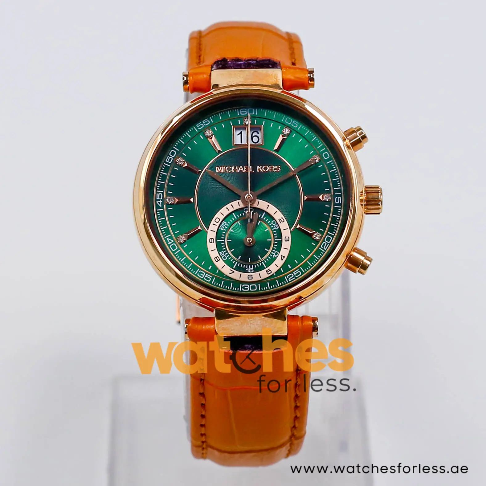Michael Kors Women’s Quartz Camel Brown Leather Strap Green Dial 39mm Watch MK2581 (Shelf Leftover) - Image 2