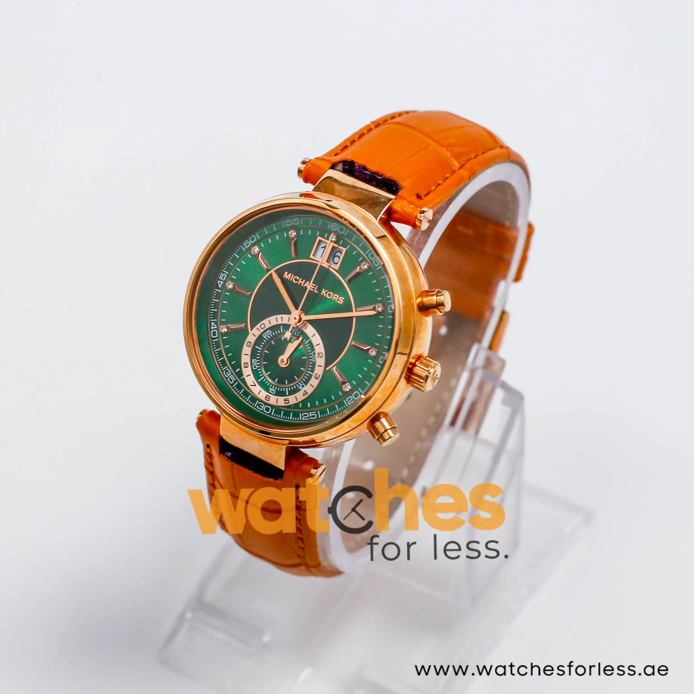 Michael Kors Women’s Quartz Camel Brown Leather Strap Green Dial 39mm Watch MK2581 (Shelf Leftover) - Image 4