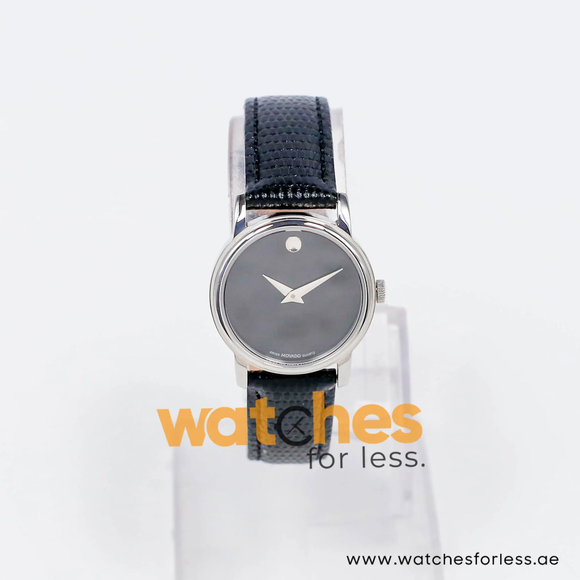 Movado Museum Women’s Quartz Swiss Made Black Leather Strap Black Dial 27mm Watch 0607015 - Image 2