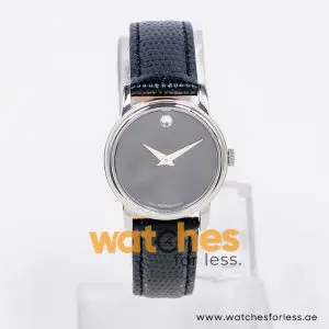 Movado Museum Women’s Quartz Swiss Made Black Leather Strap Black Dial 27mm Watch 0607015 - Image 3
