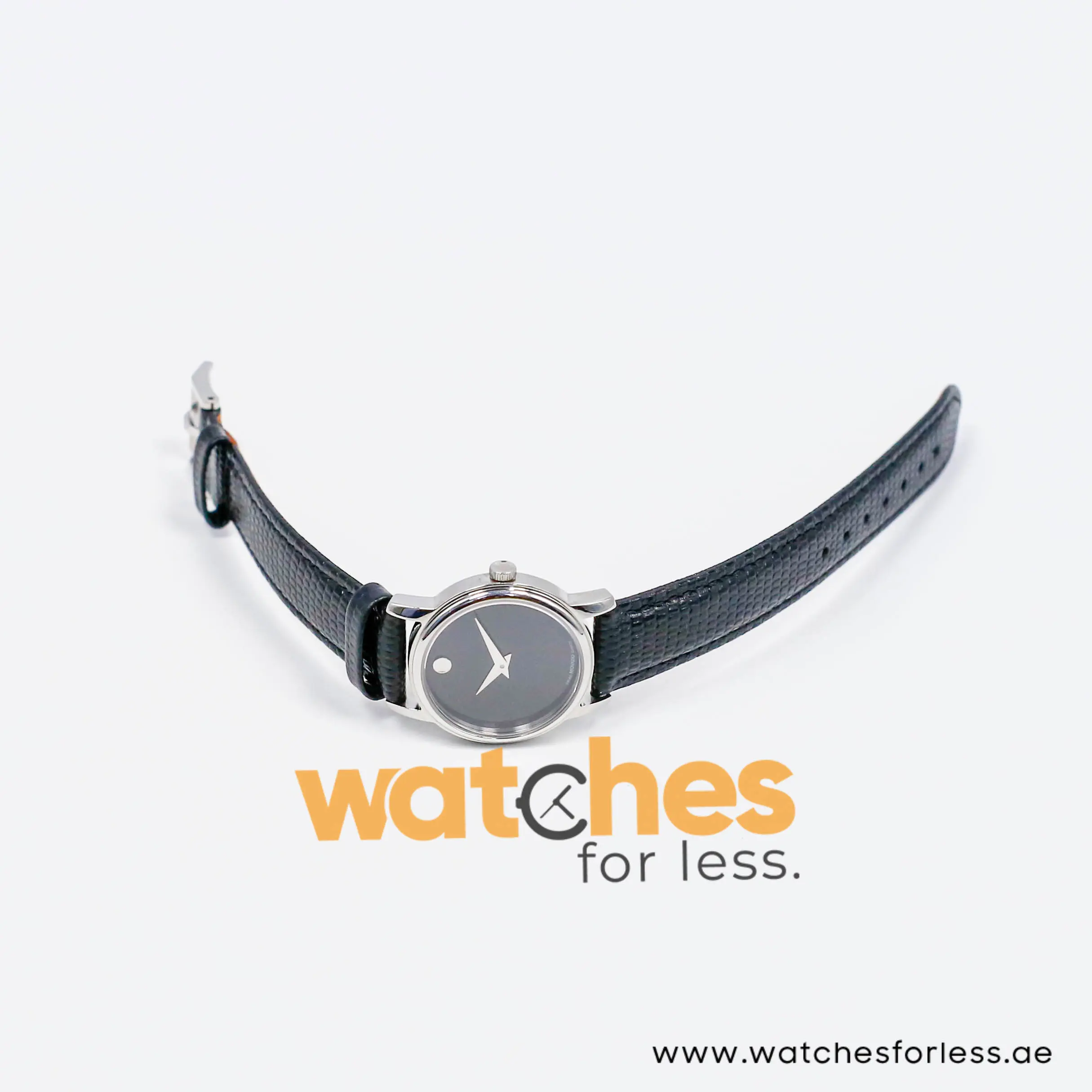 Movado Museum Women’s Quartz Swiss Made Black Leather Strap Black Dial 27mm Watch 0607015 - Image 10