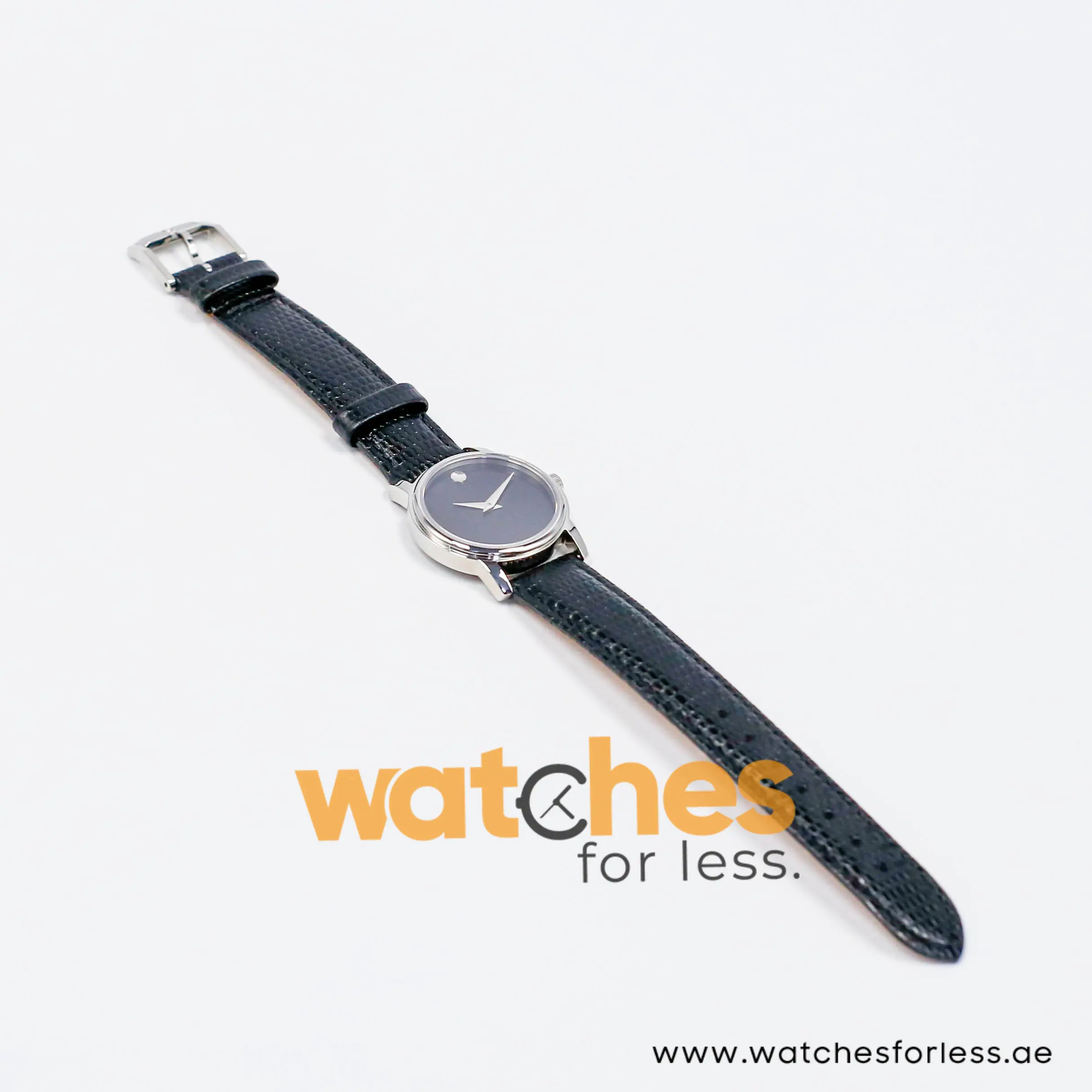 Movado Museum Women’s Quartz Swiss Made Black Leather Strap Black Dial 27mm Watch 0607015 - Image 11