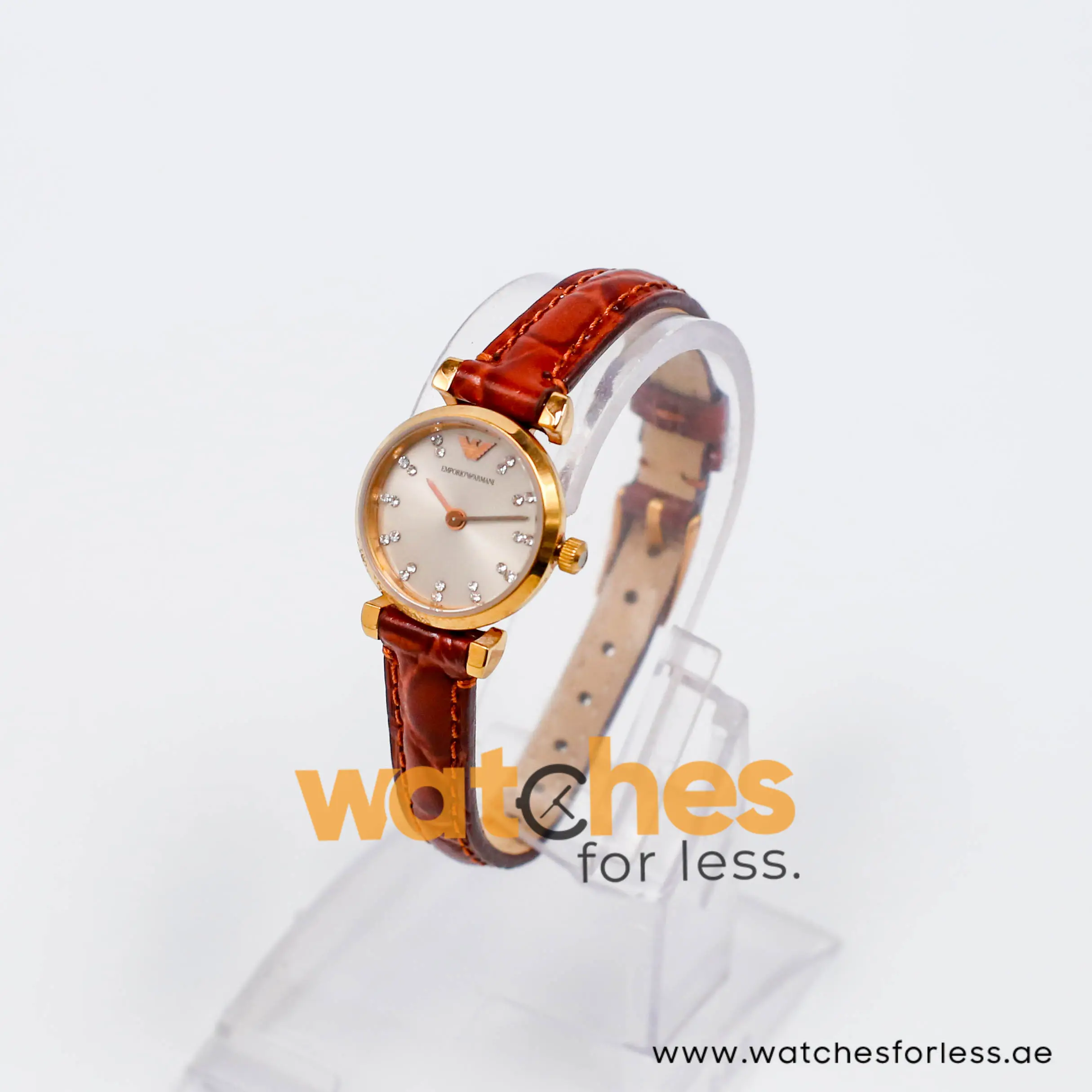 Emporio Armani Women’s Quartz Brown Leather Strap Grey 22mm Watch AR1687-4 - Image 4