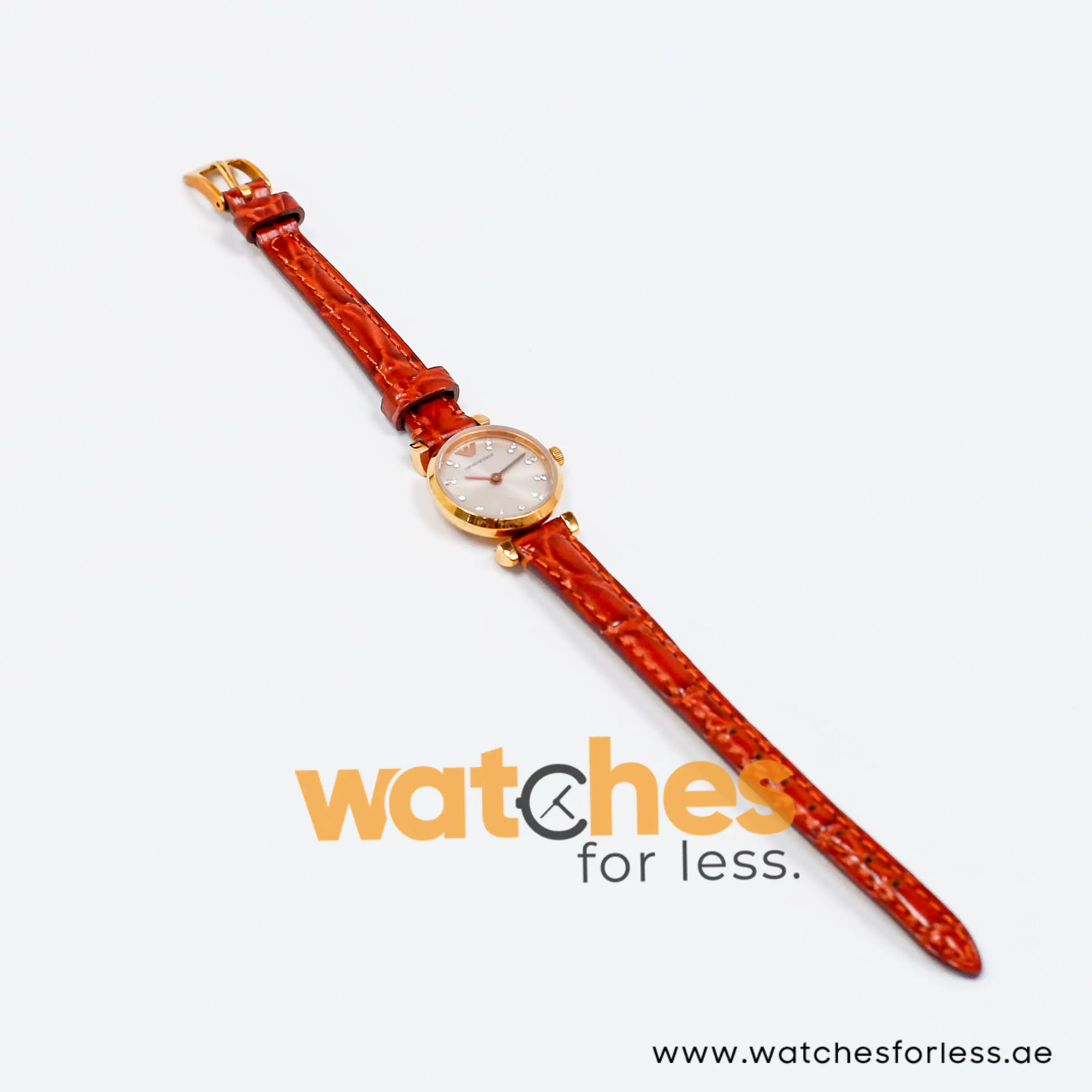 Emporio Armani Women’s Quartz Brown Leather Strap Grey 22mm Watch AR1687-4 - Image 9