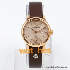 Alternative view of Burberry Women’s Swiss Made Dark Brown Leather Strap Champagne Dial 32mm Watch BU10119-3 (Shelf Leftover)