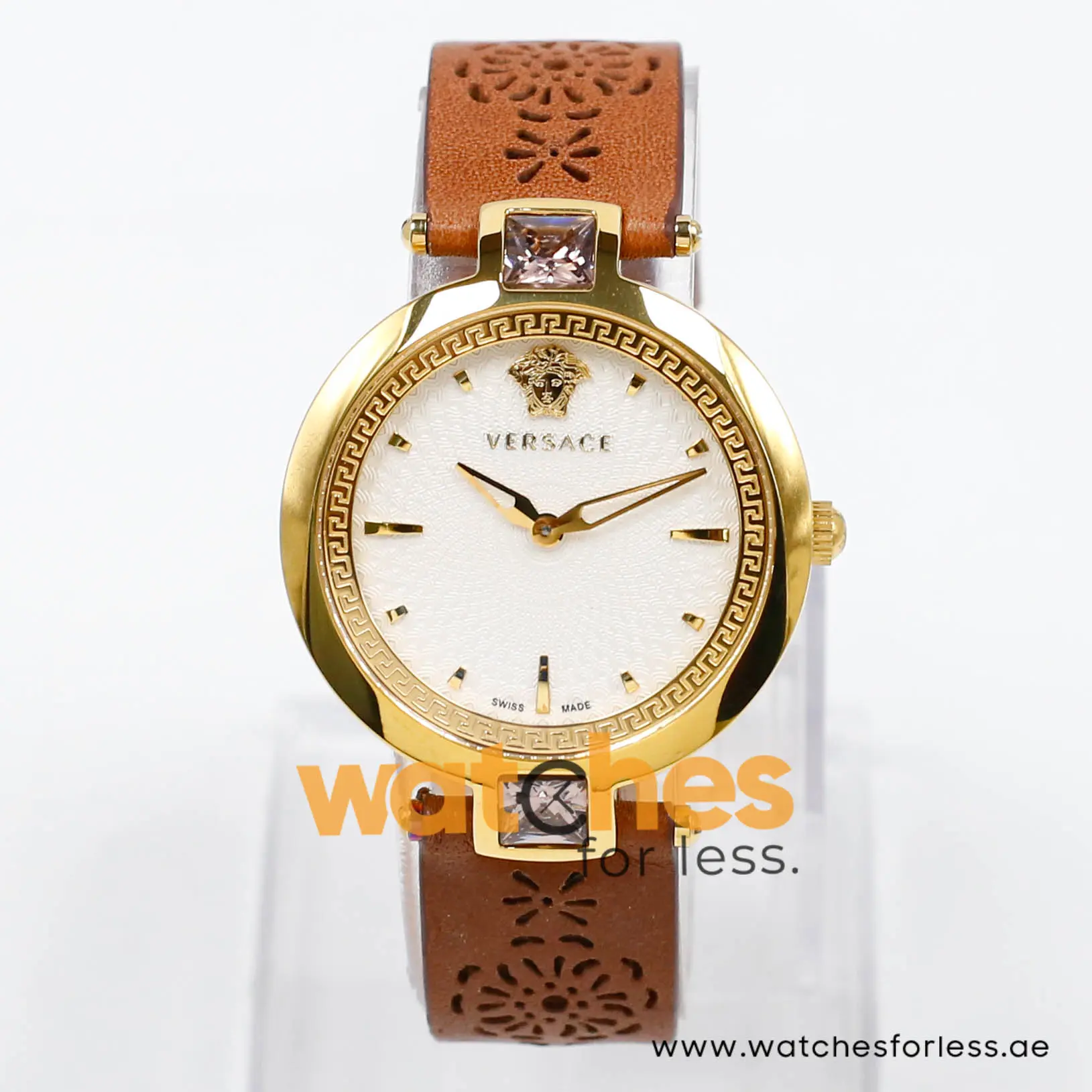 Versace Women’s Quartz Swiss Made Brown Leather Strap White Dial 37mm Watch VAN060016 (Shelf Leftover) - Image 2