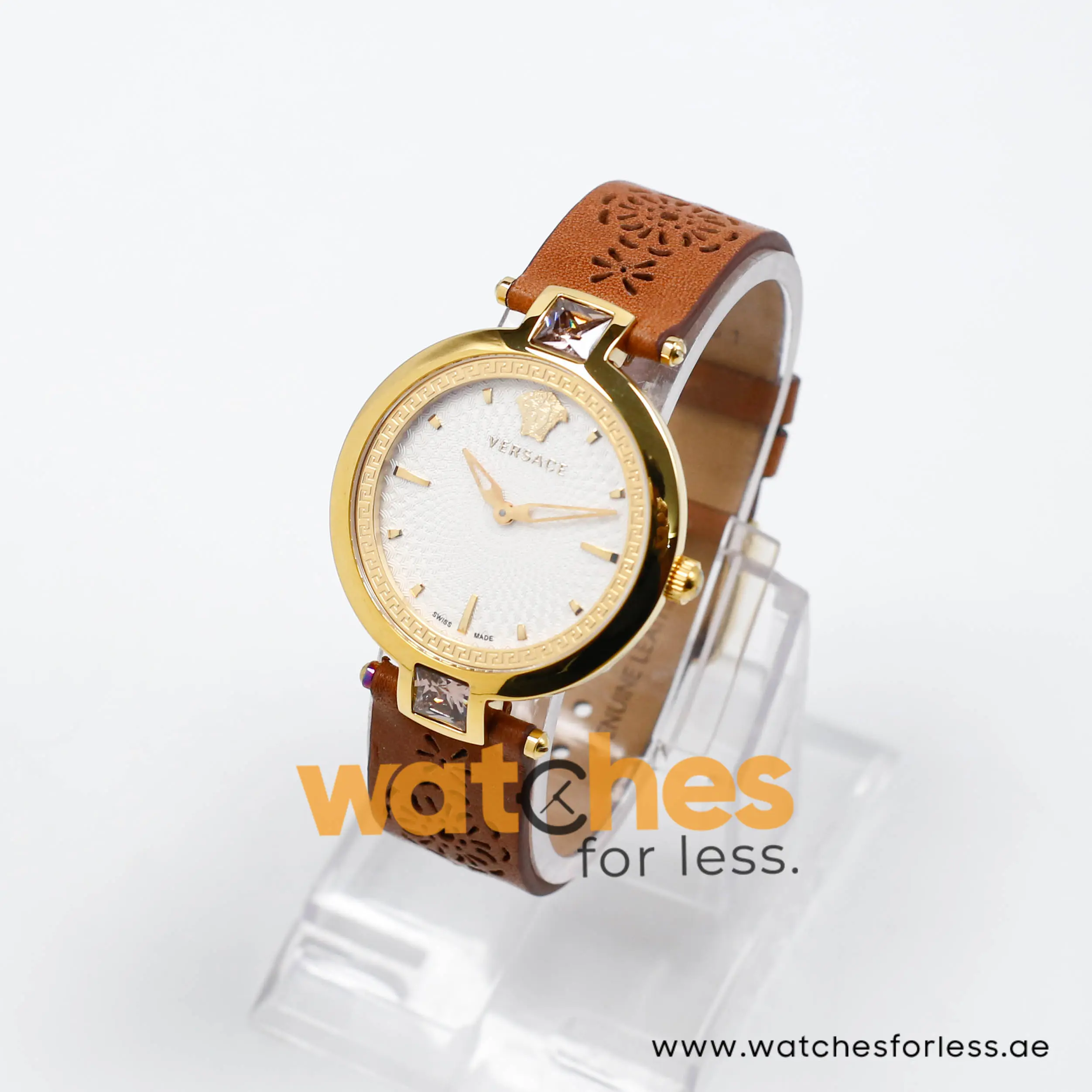 Versace Women’s Quartz Swiss Made Brown Leather Strap White Dial 37mm Watch VAN060016 (Shelf Leftover) - Image 3