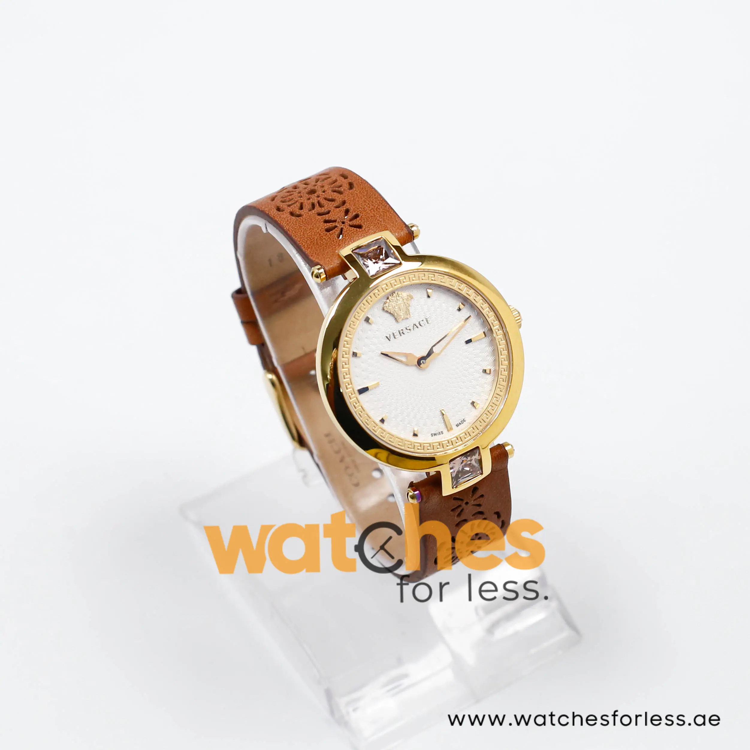 Versace Women’s Quartz Swiss Made Brown Leather Strap White Dial 37mm Watch VAN060016 (Shelf Leftover) - Image 4