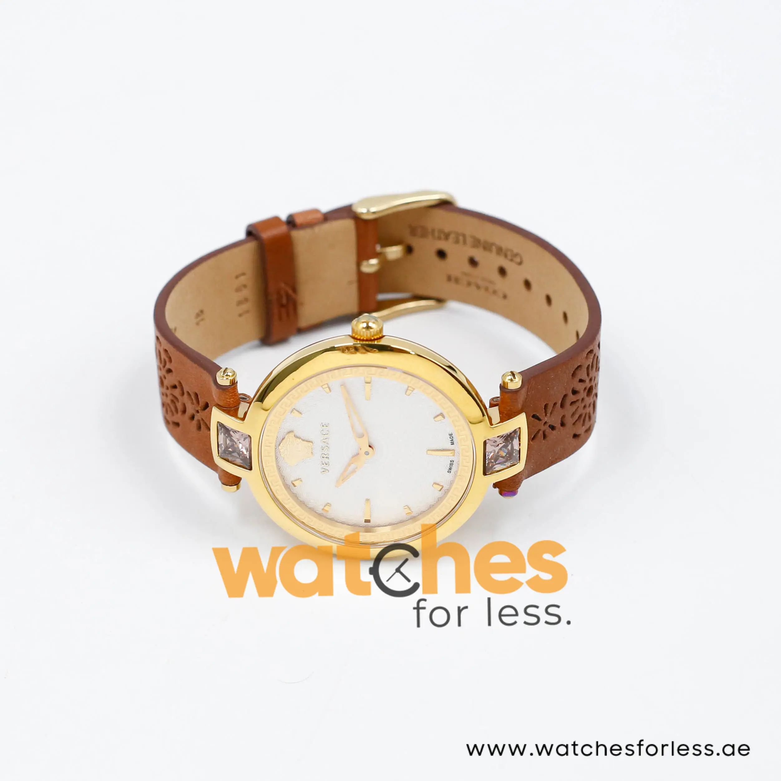 Versace Women’s Quartz Swiss Made Brown Leather Strap White Dial 37mm Watch VAN060016 (Shelf Leftover) - Image 5