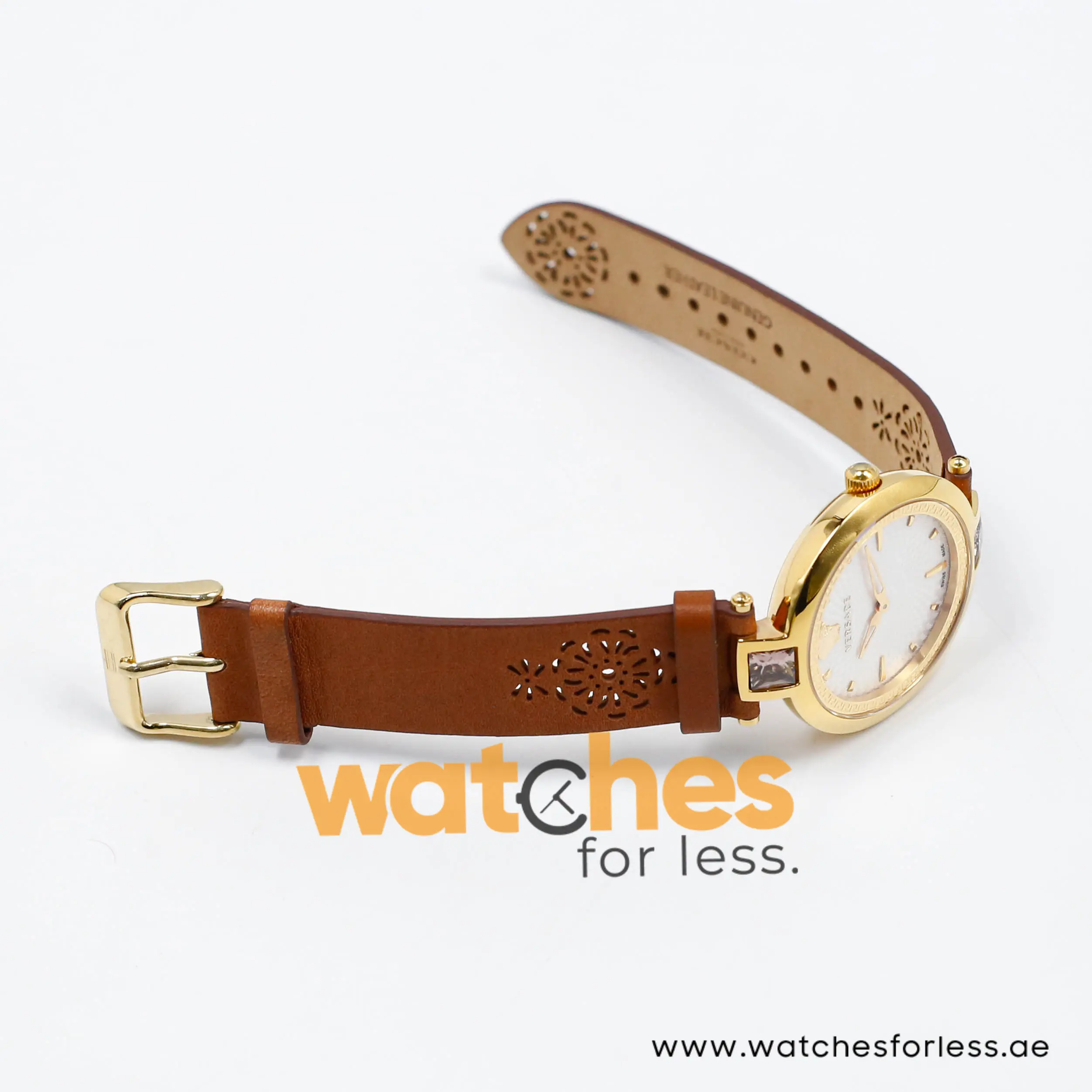 Versace Women’s Quartz Swiss Made Brown Leather Strap White Dial 37mm Watch VAN060016 (Shelf Leftover) - Image 8