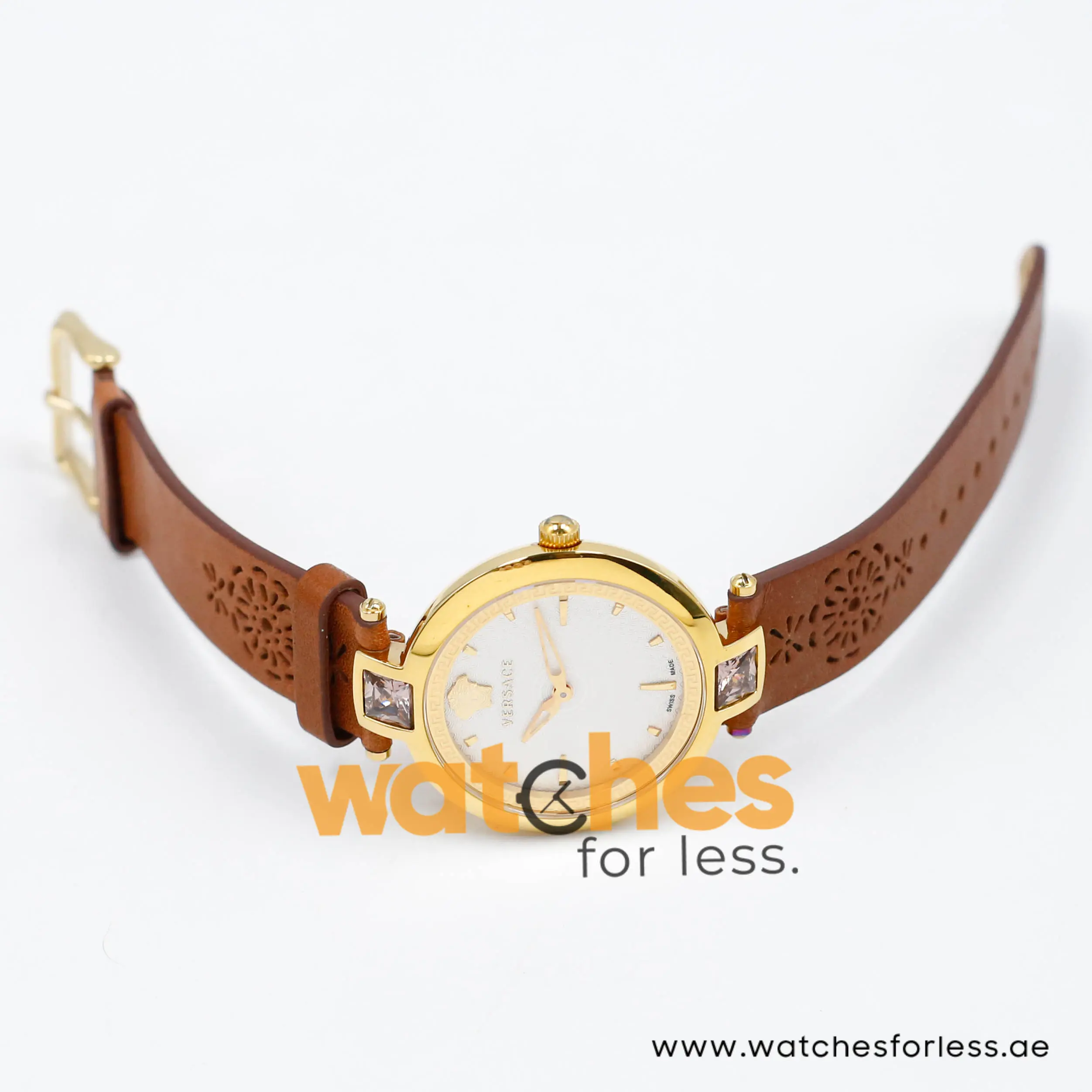 Versace Women’s Quartz Swiss Made Brown Leather Strap White Dial 37mm Watch VAN060016 (Shelf Leftover) - Image 10