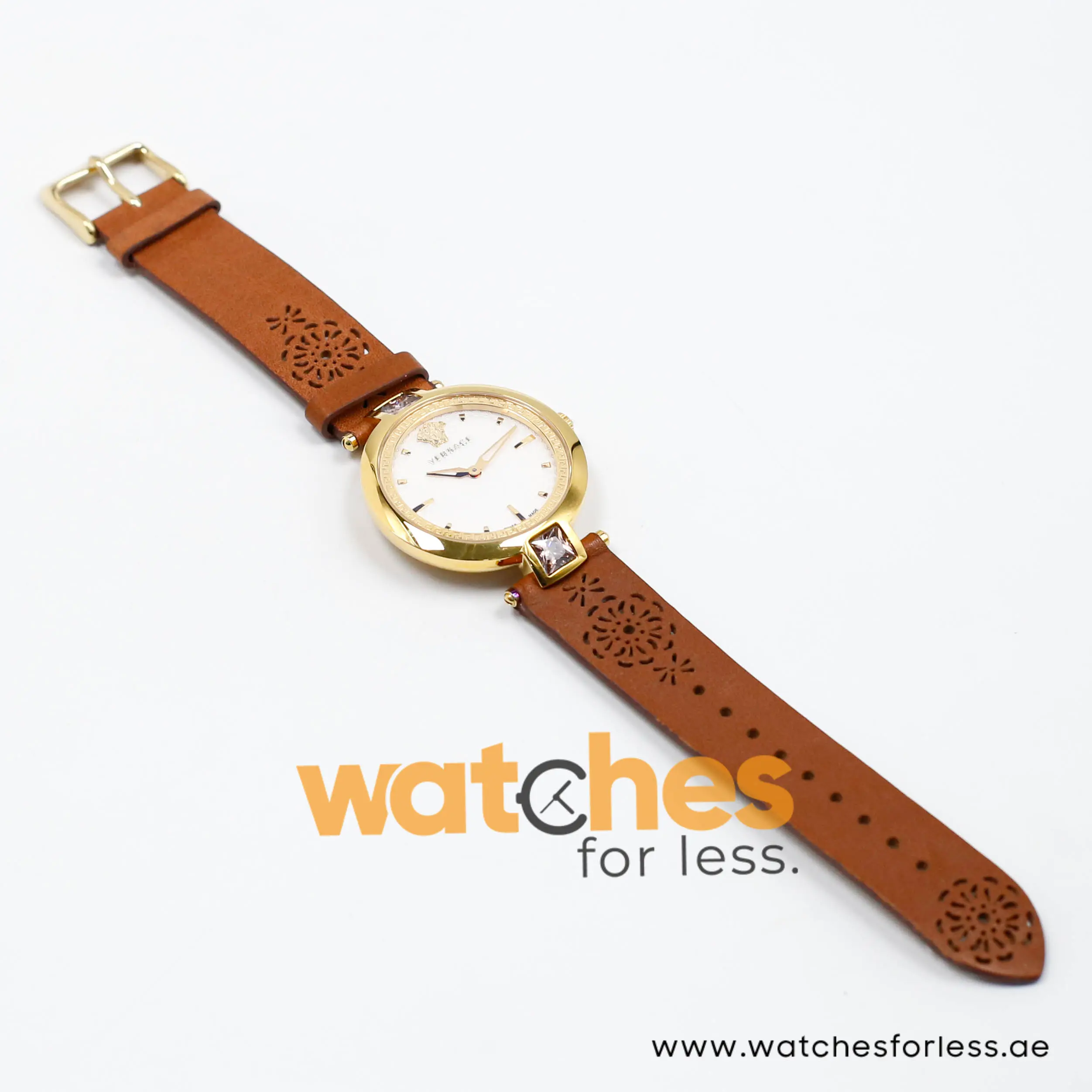 Versace Women’s Quartz Swiss Made Brown Leather Strap White Dial 37mm Watch VAN060016 (Shelf Leftover) - Image 11